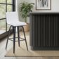 Armen Living Vienna Swivel Bar Height Stool with Snow White Upholstery in Black Brushed, , large