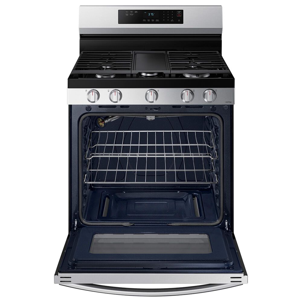 Samsung 4-Piece Kitchen Package with 28 Cu. Ft. French Door Refrigerator and 6.0 Cu. Ft. Smart Freestanding Gas Range in Stainless Steel, , large