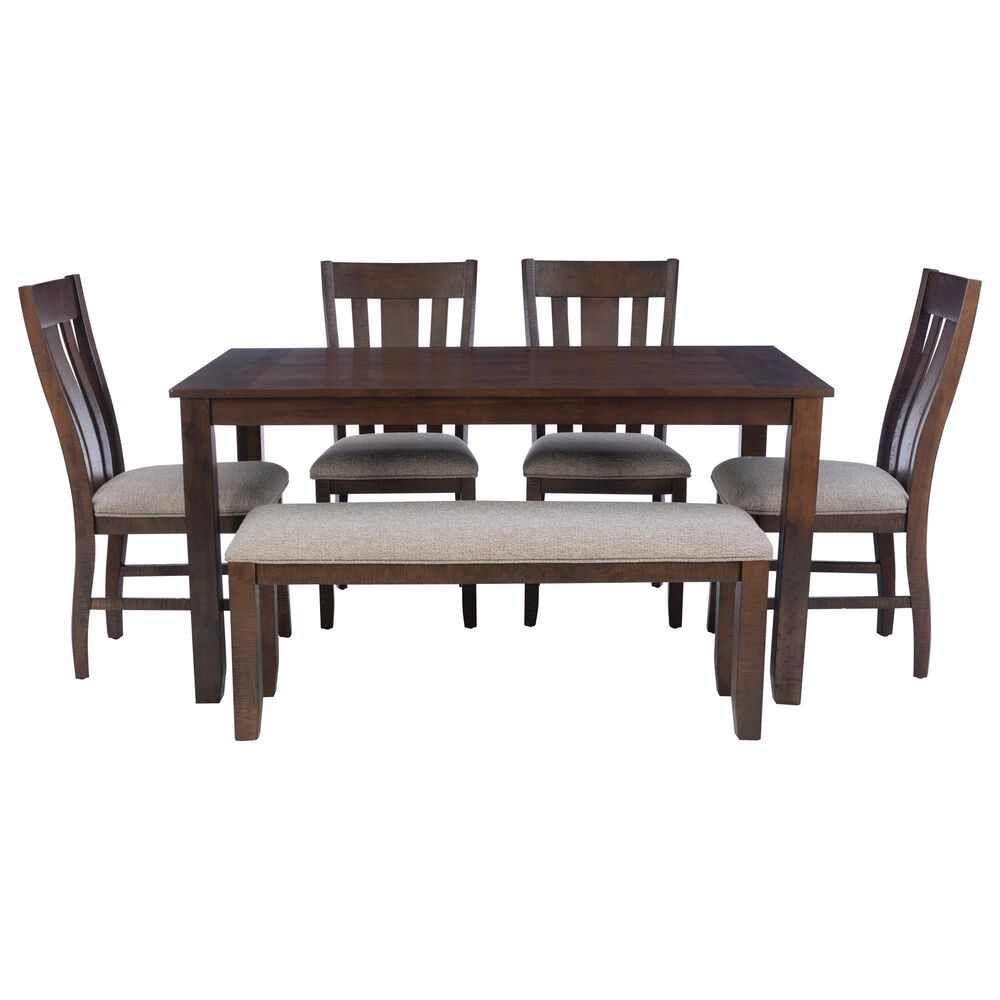 Linon Home Decor Landry 6-Piece Rectangular Dining Set in Brown, , large