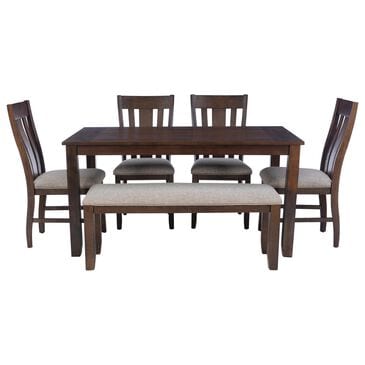 Linon Home Decor Landry 6-Piece Rectangular Dining Set in Brown, , large