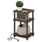 HOMLUX 3-Tier Turn-N-Tube End Table with 2 USB ports in Amber Pine and Black, , large