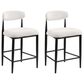 Morden Fort 26" Armless Counter Stool with White Boucle Fabric in Black and Gold (Set of 2), , large