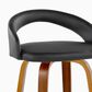 LumiSource Grotto 26" Swivel Counter Stool with Black Faux Leather Upholstery in Walnut and Black (Set of 2), , large