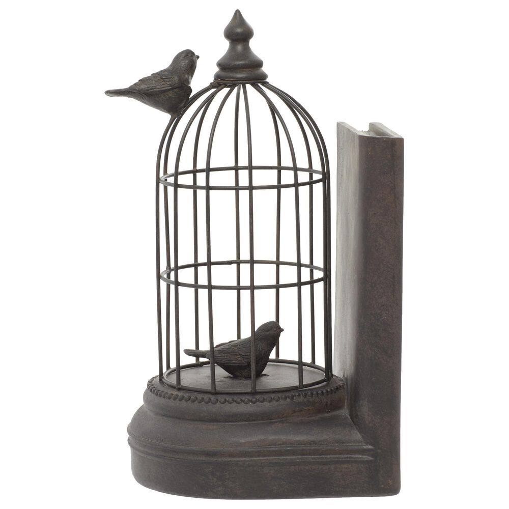 Maple and Jade Birdcage Bookends in Dark Brown &#40;Set of 2&#41;, , large