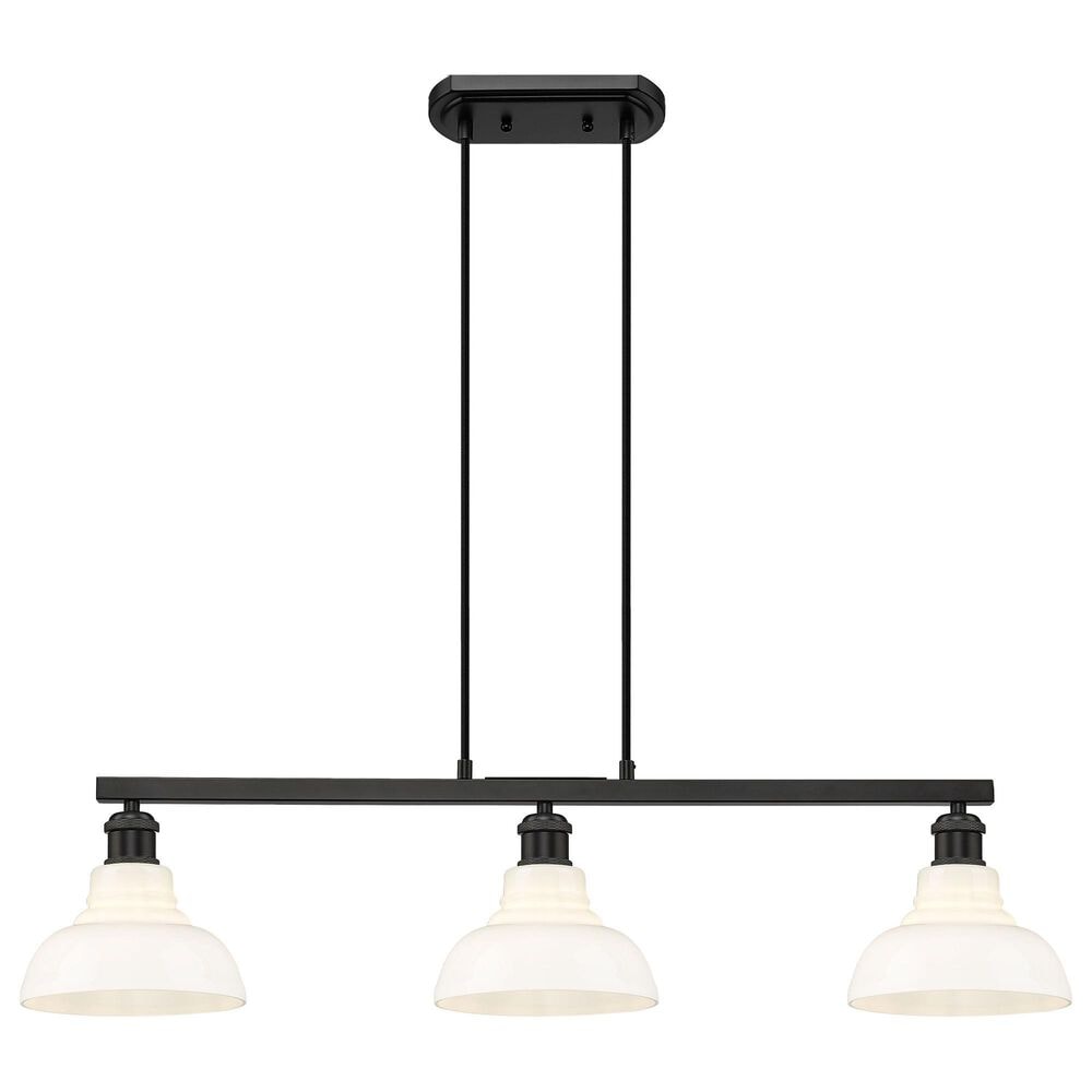 Golden Lighting Carver 3-Light Linear Pendant with Vintage Milk Shade in Matte Black, , large