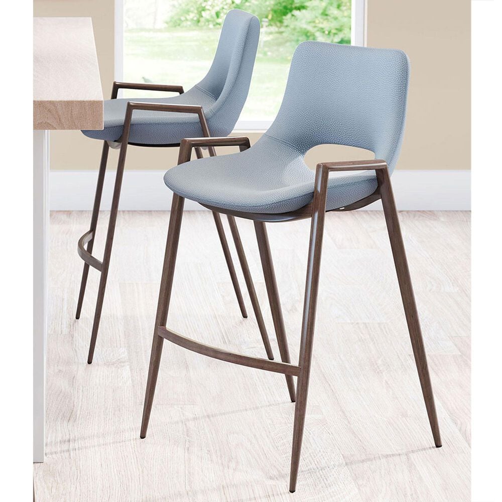 Zuo Modern Desi Counter Stool in Gray and Dark Brown &#40;Set of 2&#41;, , large