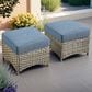 HOMLUX 2-Piece Outdoor Wicker Ottoman Set with Cushion in Denim Blue, , large