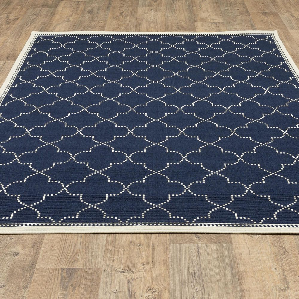 Oriental Weavers Marina Navy and Ivory 5'3" x 7'6" Indoor/Outdoor Area Rug, , large