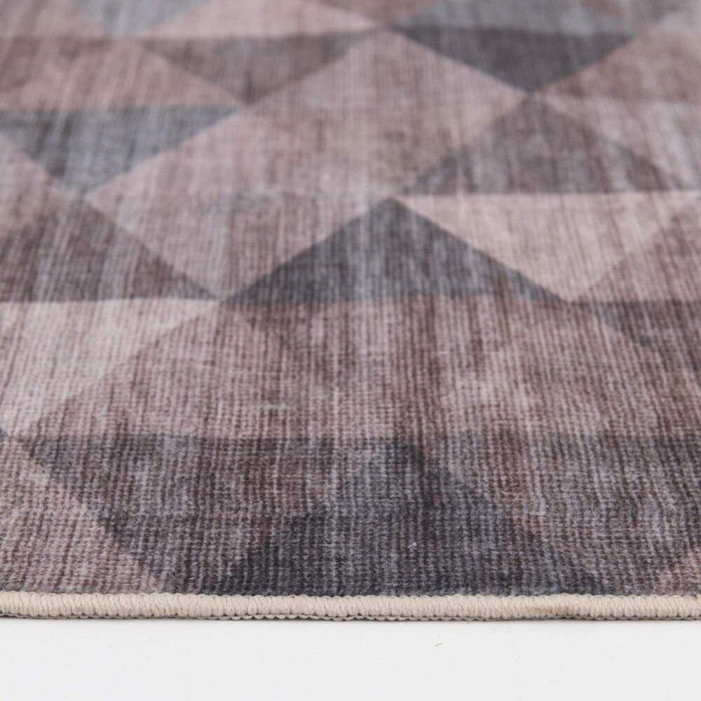 Central Oriental Rugease Velveteen Marlow Brown and Dark Grey 2&#39;3&quot; x 6&#39; Runner, , large