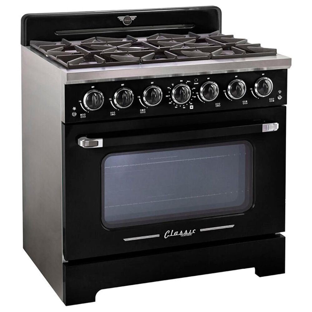 Unique Appliances Classic Retro 36" Pro Convection Gas Range in Midnight Black, , large