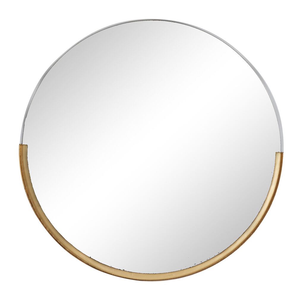 Maple and Jade 30" Round Wall Mirror in Matte Gold, , large
