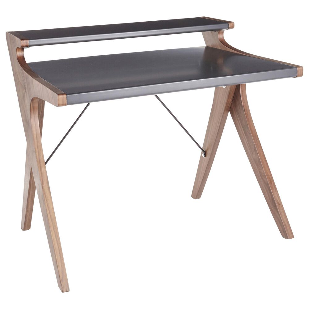 Lumisource Archer Desk in Grey/Walnut, , large