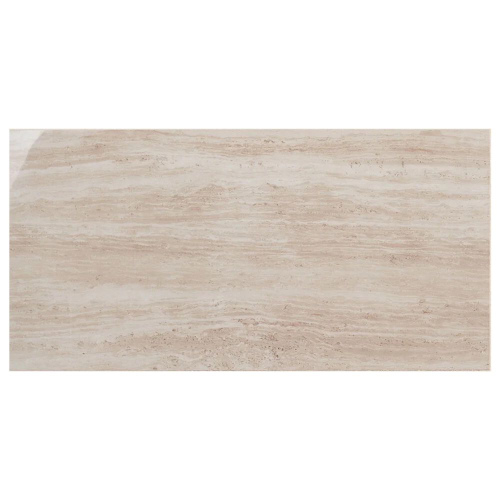 Soho Studio Zenit Beige 12" x 24" Travertine Look Polished Porcelain Tile, , large