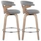 LumiSource Gardenia Swivel Fixed-Height Counter Stool with Light Grey Fabric Upholstery in Chrome and Whitewashed (Set of 2), , large
