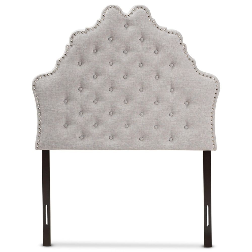 Baxton Studio Hilda Twin Upholstered Headboard in Greyish Beige, , large