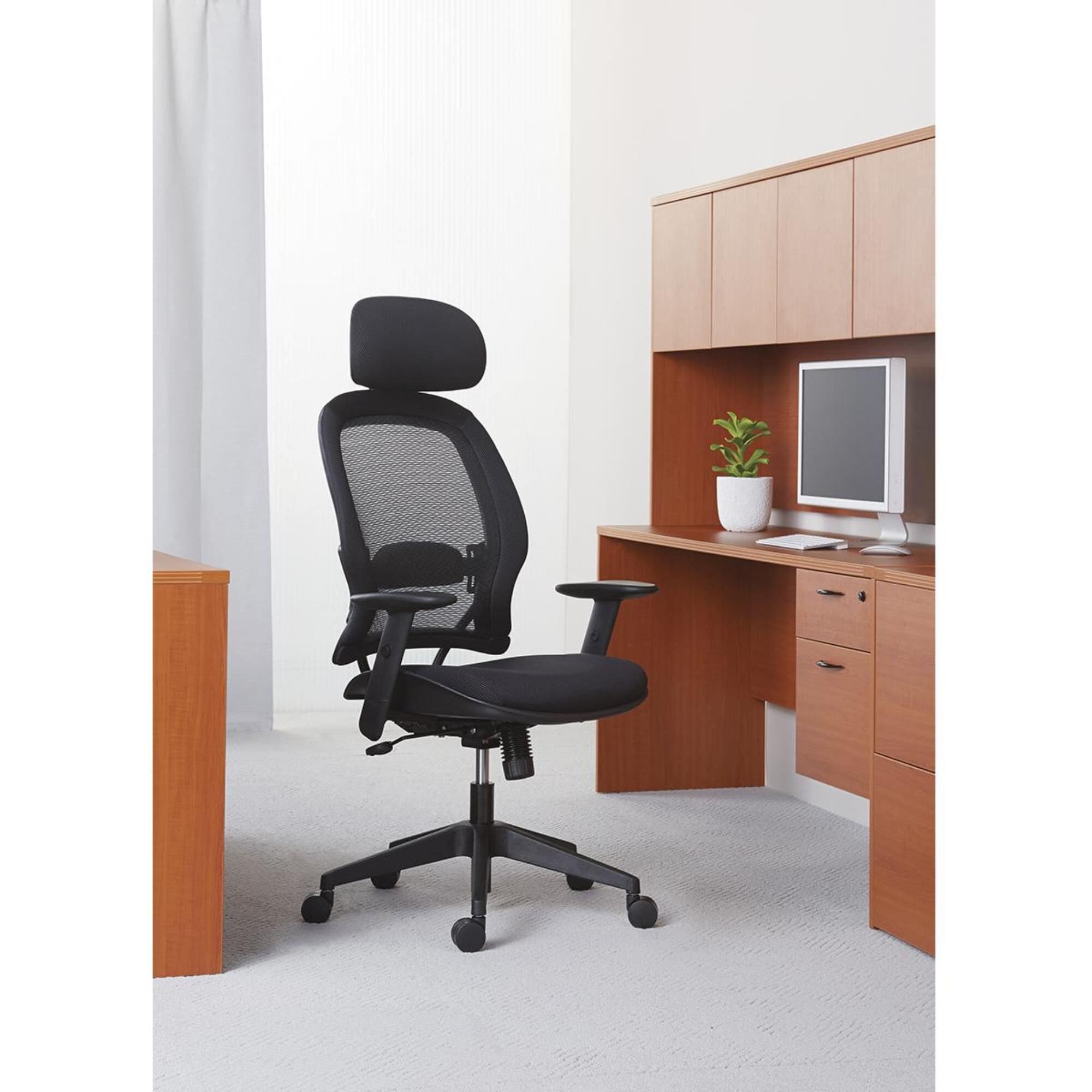 OSP Home 55 Series AirGrid Chair with Adjustable Headrest in Black