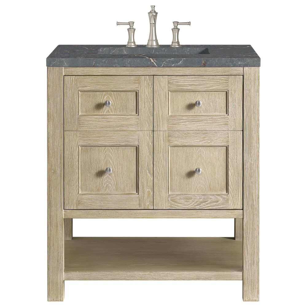 James Martin Vanities Breckenridge 30&quot; Single Vanity in Whitewashed Oak with 3 cm Parisien Bleu Quartz Top, , large