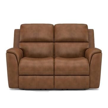 Flexsteel Henry Power Reclining Loveseat with Headrests and Lumbar in Caramel, , large