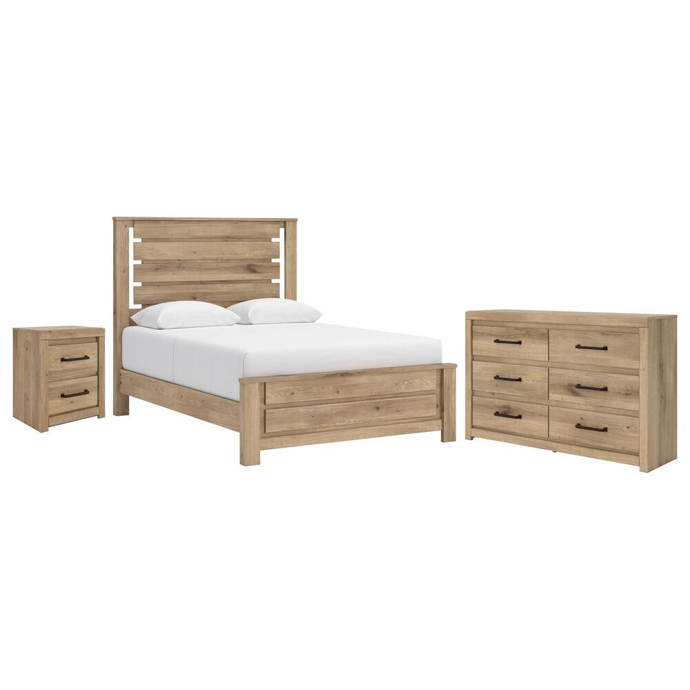 Ashley Brozmont Queen Platform Panel Bed with Dresser and Nightstand in Natural Brown, , large