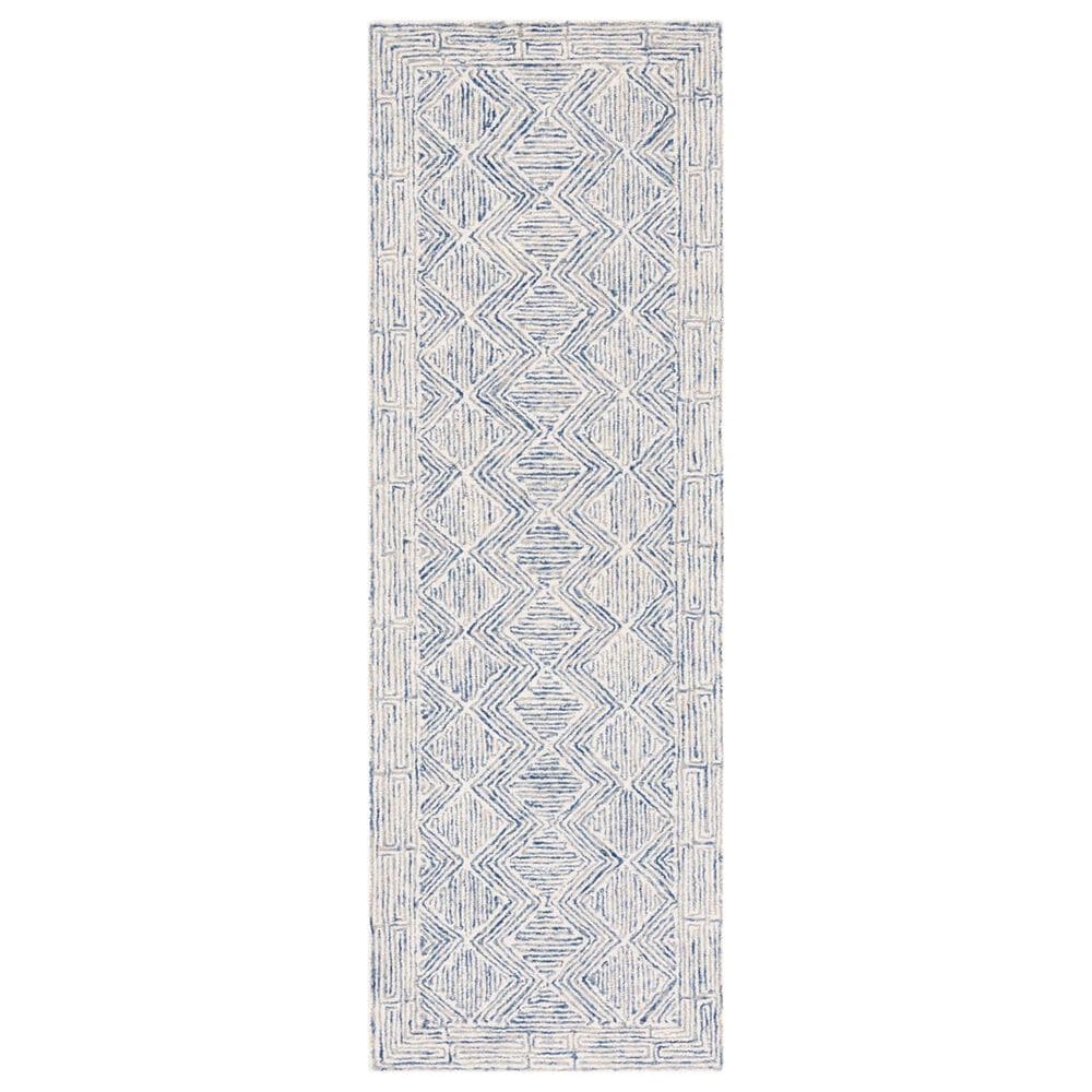 Safavieh Micro-Loop MLP538M 2"3" x 7" Blue and Ivory Runner, , large