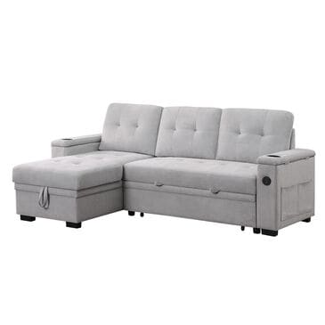 Lilola Home Ashlyn II 84" Stationary Sleeper Sofa with Storage Chaise in Gray, , large