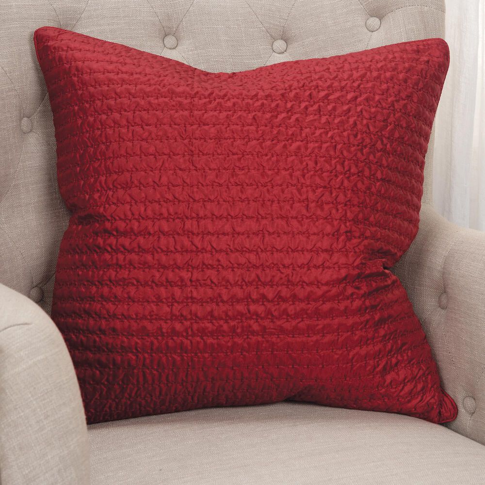 Rizzy Home Solid 22" Poly Filled Pillow in Cherry Red, , large