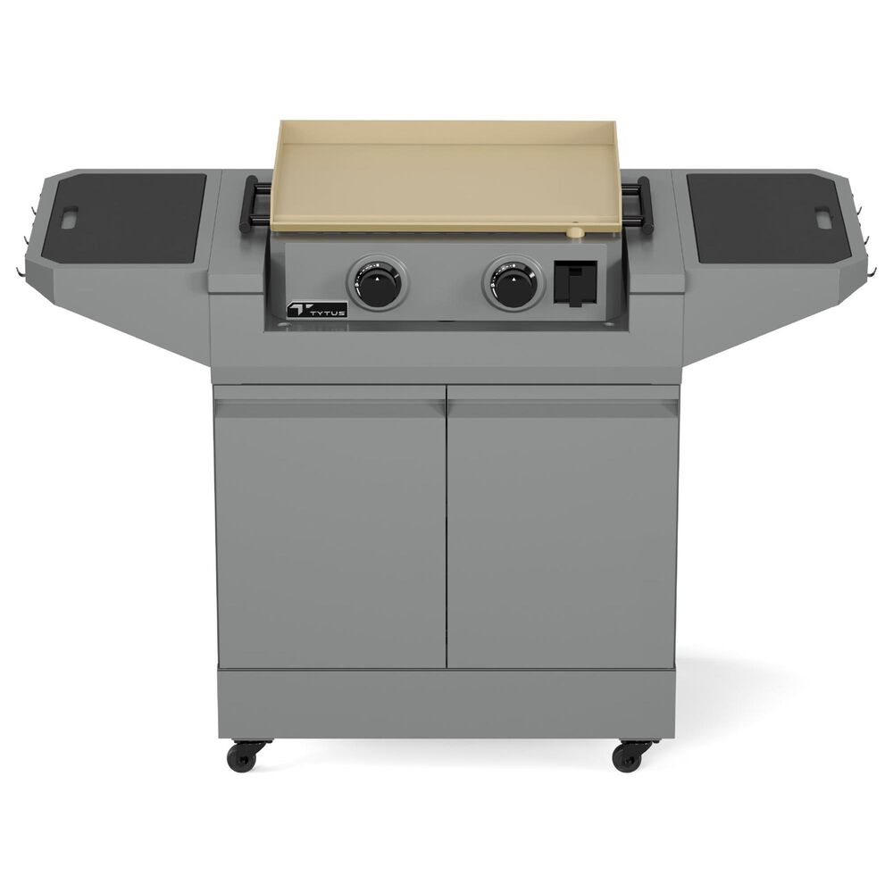 Tytus Emberwood Grill and Prep Cart with 2-Burner 22" Gas Tabletop Griddle in Gunmetal Gray, , large
