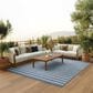 Nourison Positano POS03 Navy and Ivory 7" x 10" Indoor/Outdoor Area Rug, , large