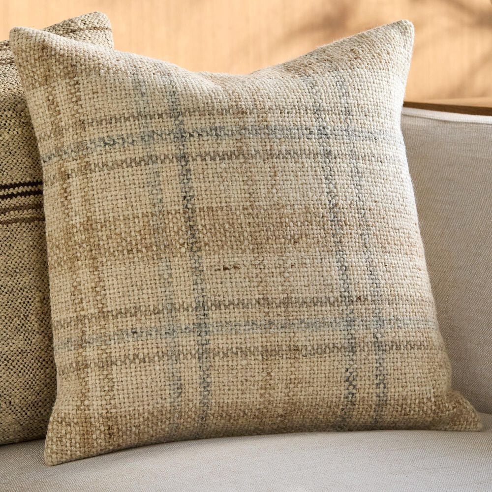 Surya Ladera 22" Square Throw Pillow in Brown, Tan, Cream and Natural, , large
