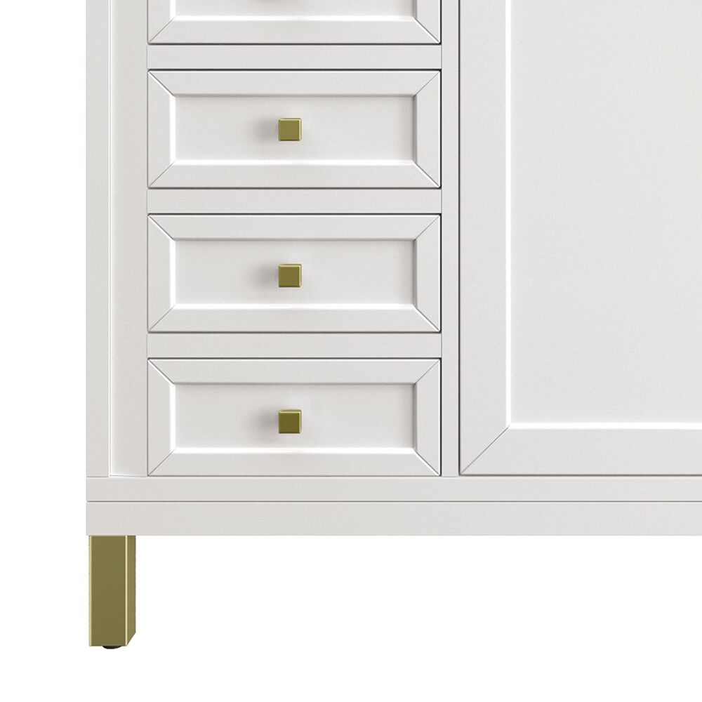 James Martin Vanities Chicago 60&quot; Double Bathroom Vanity in Glossy White with 3 cm Victorian Silver Quartz Top and Rectangular Sinks, , large