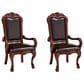 HOMLUX Dresden Arm Chair with Leatherette Upholstery in Cherry Oak (Set of 2), , large