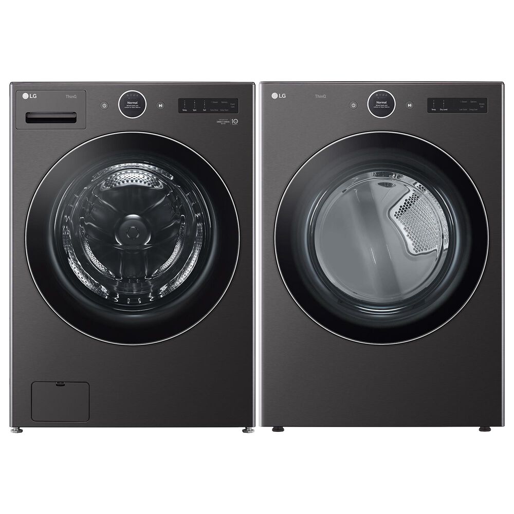 LG Front Load Washer and Electric Dryer Laundry Pair with 2 Pedestals in Black, , large