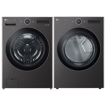 LG Front Load Washer and Electric Dryer Laundry Pair with 2 Pedestals in Black, , large