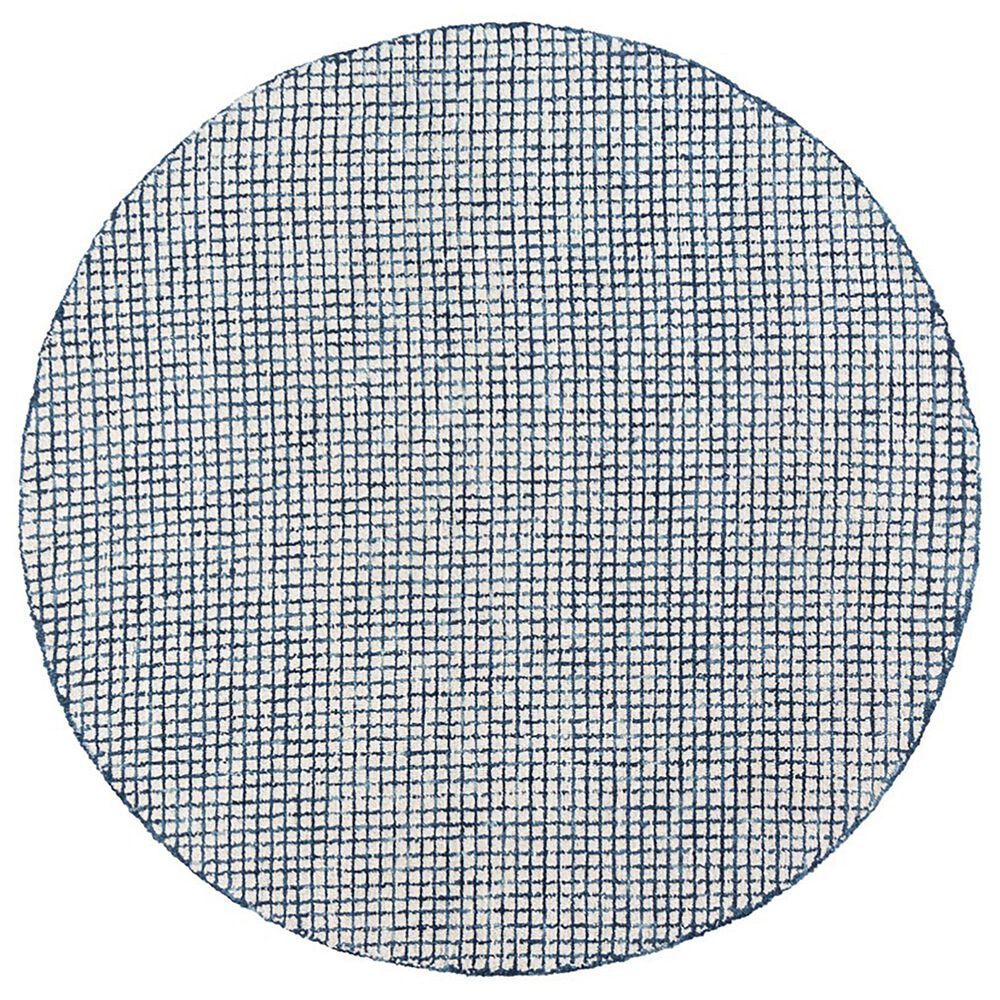 L&R Resources Criss Cross Navy and Ivory 8" Round Area Rug, , large