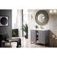 James Martin Vanities Alicante 39.5" Single Bathroom Vanity in Grey Smoke and Radiant Gold with 5 cm White Glossy Resin Top and Rectangular Sink, , large