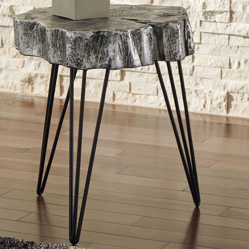 Signature Design by Ashley Dellman Accent Table in Antique Silver and Black, , large