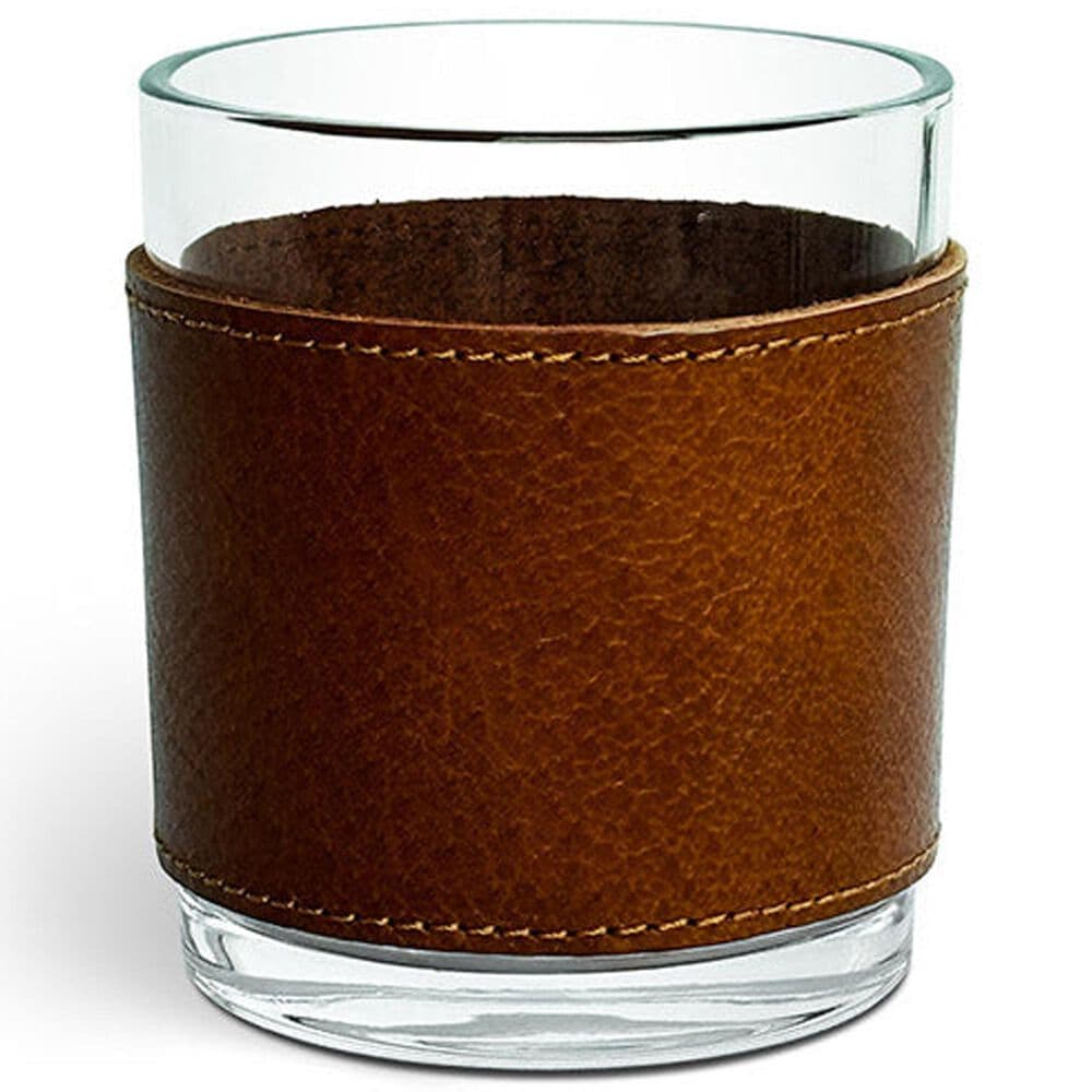 Aged &amp; Charred Leather Wrapped Whiskey Glasses in Multicolor (Set of 4), , large