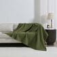 Trade Linker Full/Queen Waffle Weave Knit Throw Blanket in Olive, , large