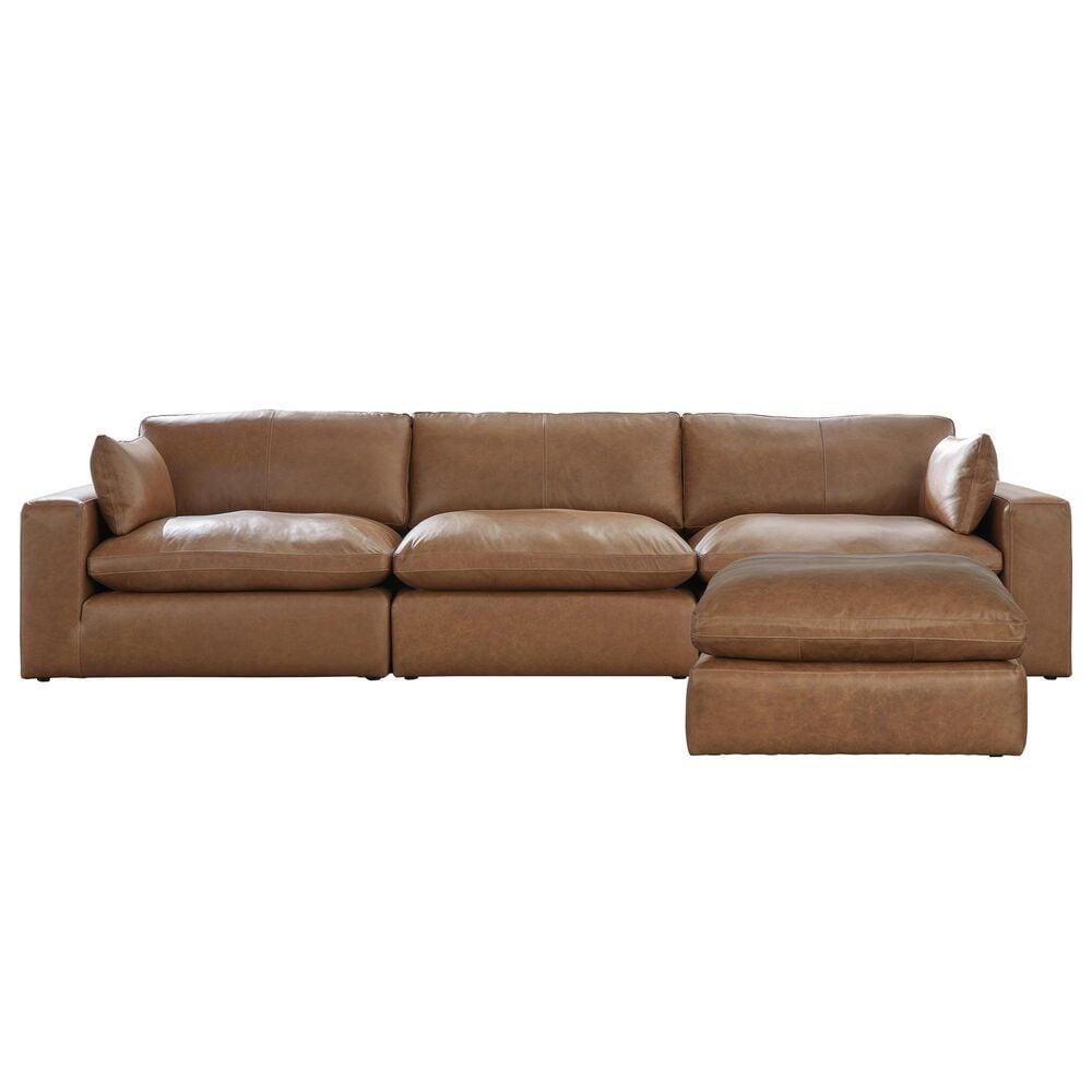 Ashley Emilia 4-Piece Stationary Reversible Sectional Sofa with Ottoman in Caramel, , large