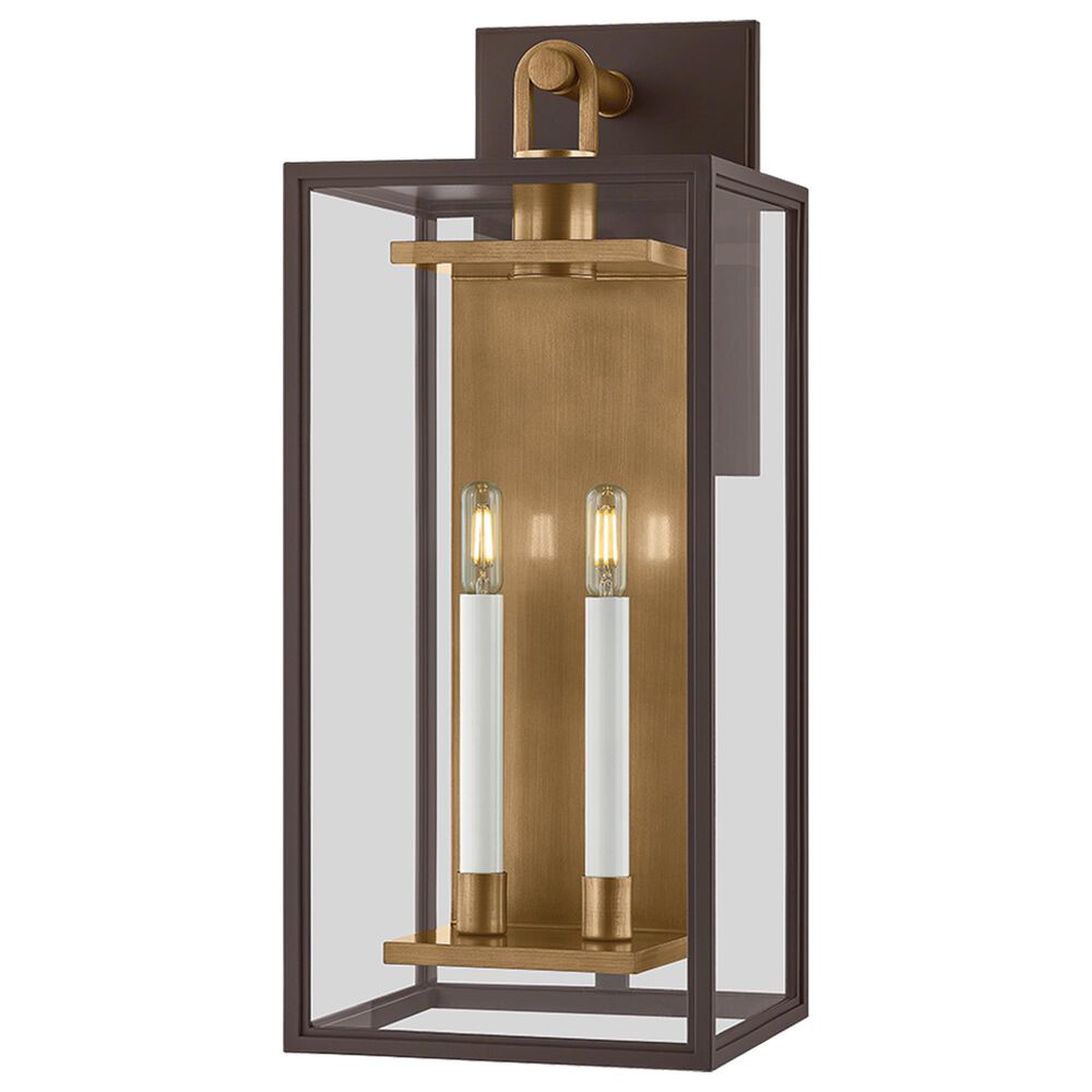 Troy Lighting Arnold 10" 2-Light Exterior Wall Sconce in Patina Brass and Textured Bronze, , large