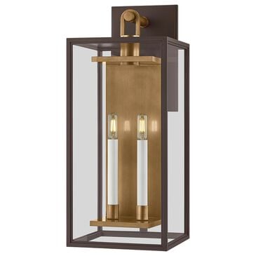 Troy Lighting Arnold 10" 2-Light Exterior Wall Sconce in Patina Brass and Textured Bronze, , large