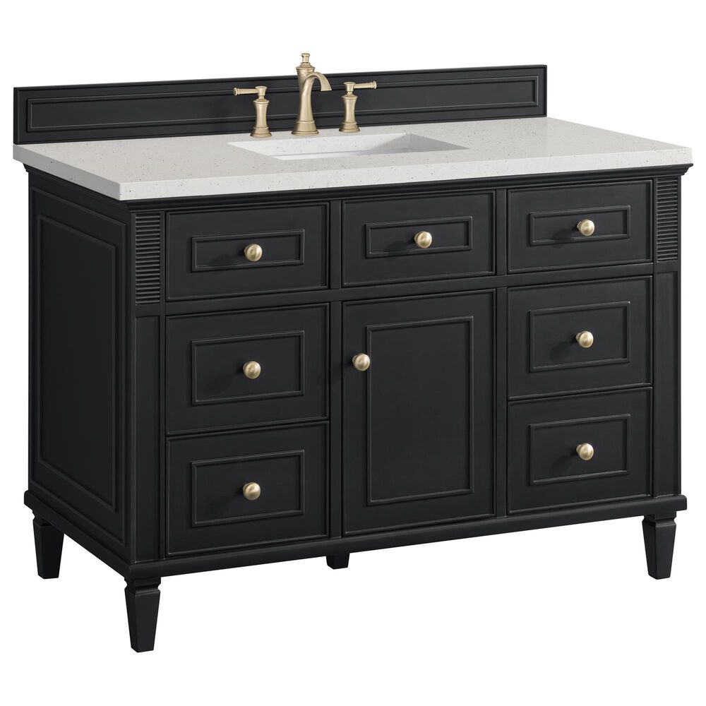 James Martin Vanities Lorelai 48" Single Vanity in Black Onyx with 3 cm Lime Delight Quartz Top, , large