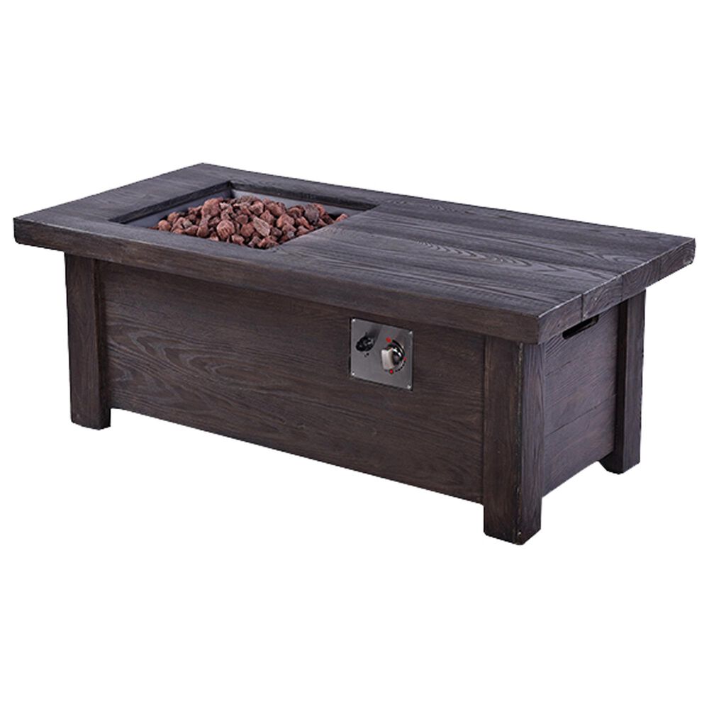 Lexora Home Melardo Rectangle Fire Pit Table in Brown, , large