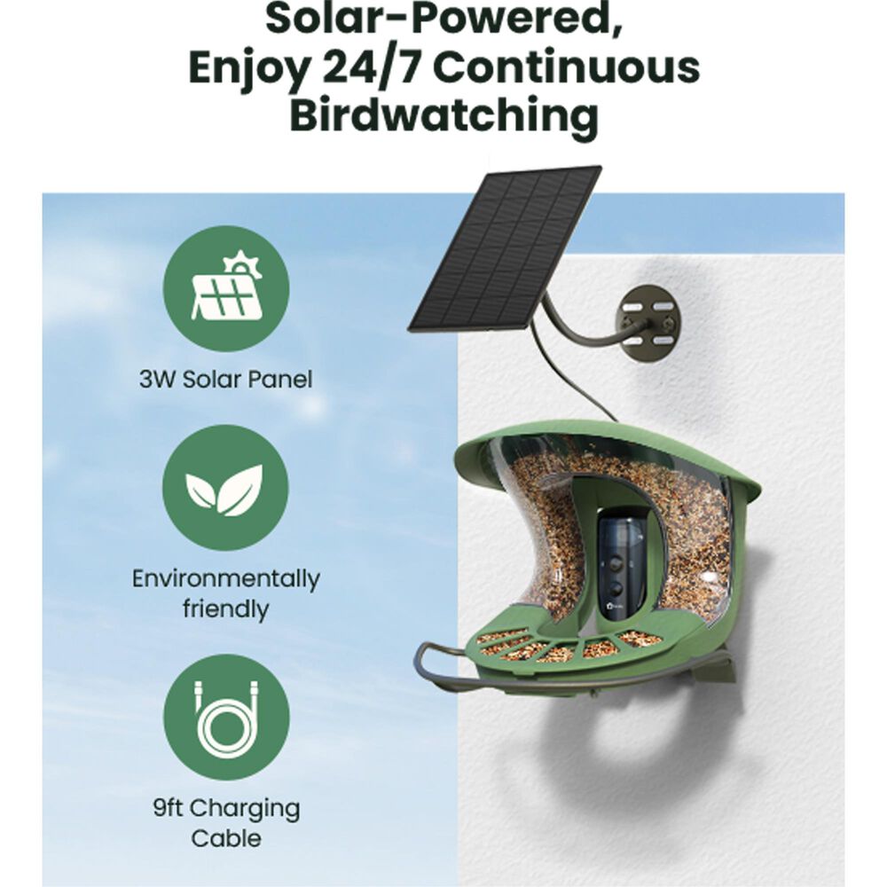 Birdfy Bird Feeder 2 with Smart Camera and Solar Panel in Green, , large
