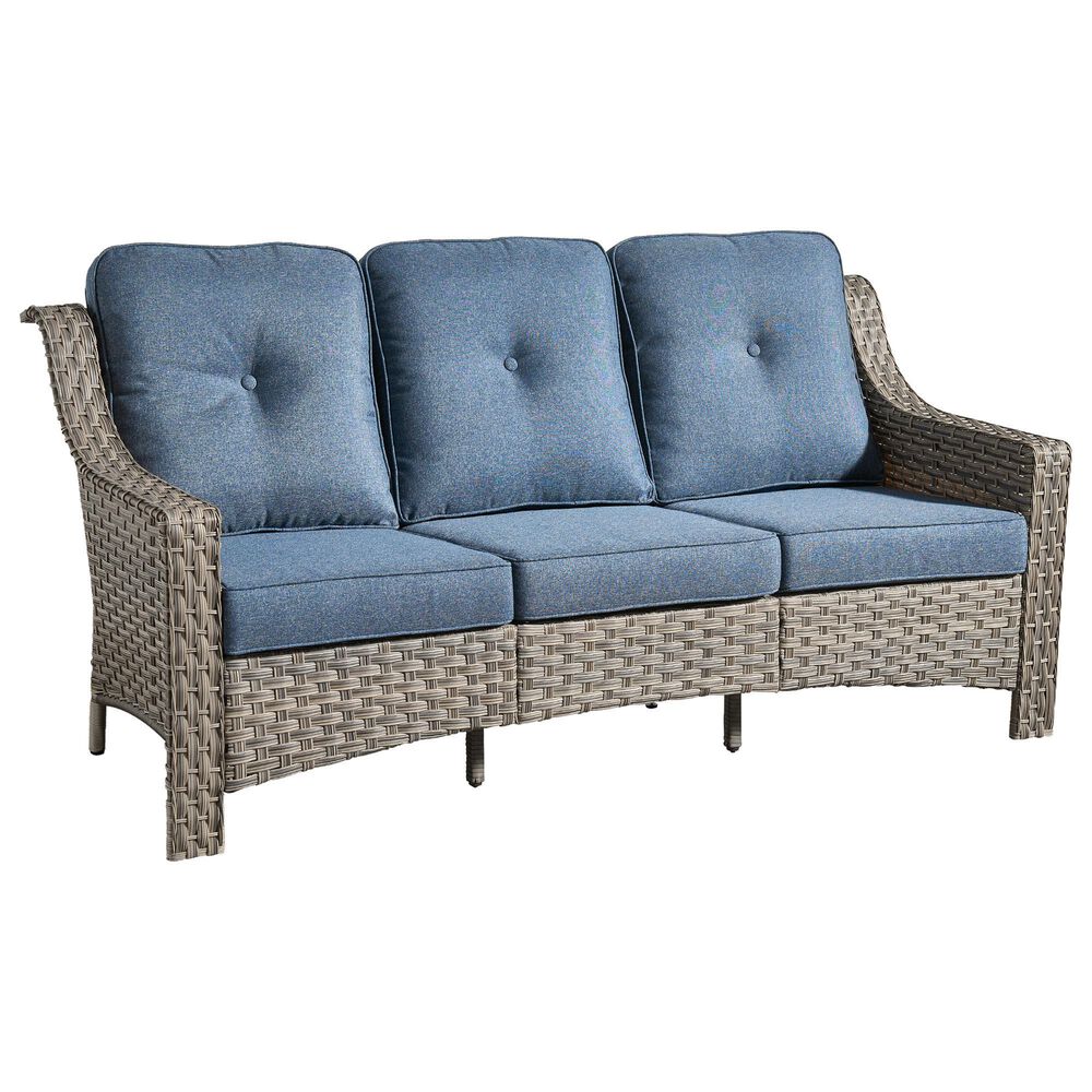 HOMLUX Outdoor Wicker Conversation Sofa in Denim Blue, , large
