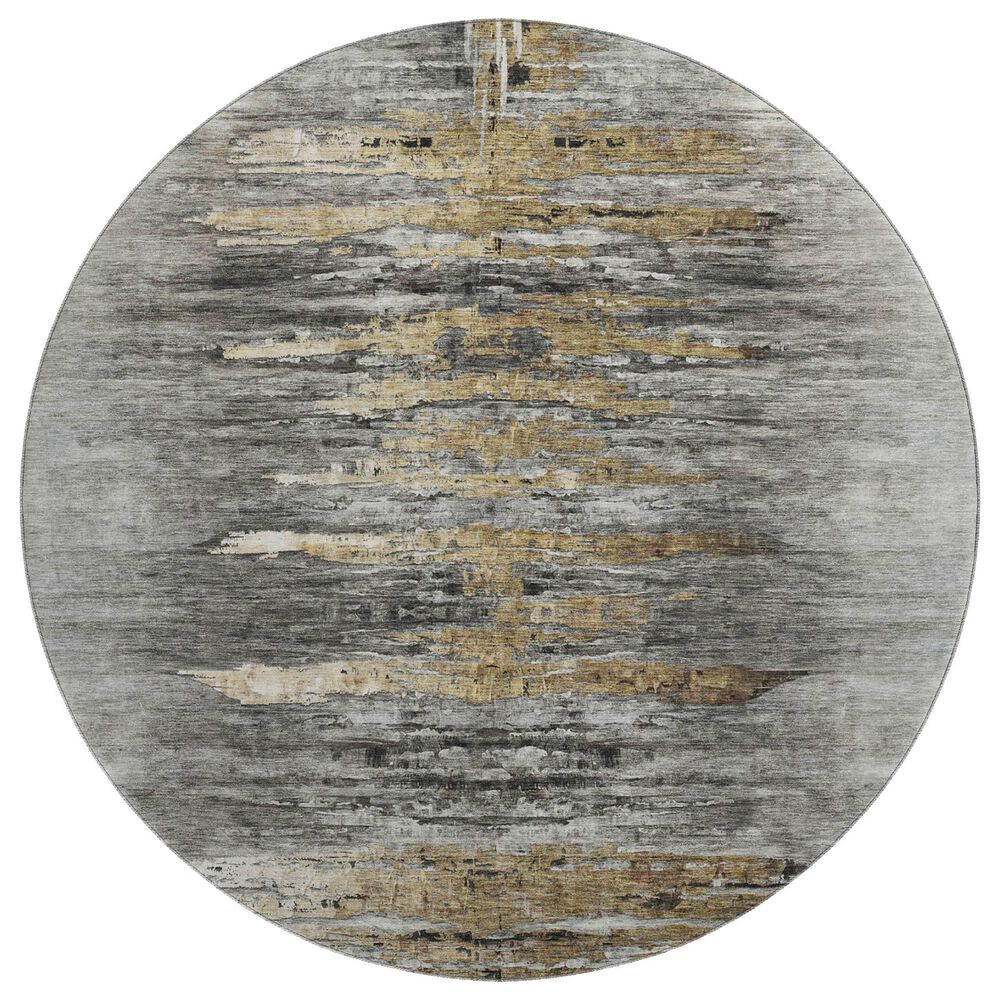 37B Trevi TV14 8" Round Gray Area Rug, , large