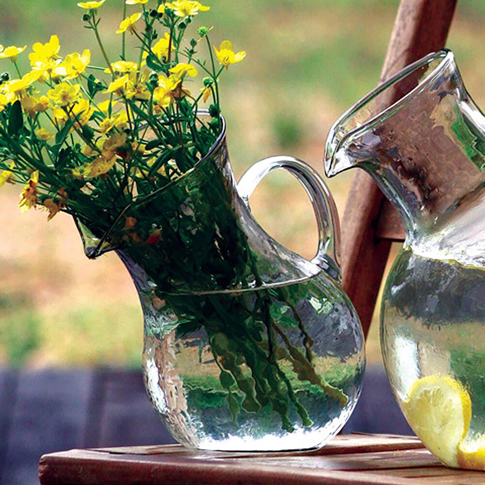 Kalalou Small Glass Tilted Pitcher in Clear, , large