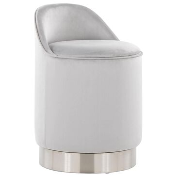 Lumisource Marla Vanity Stool with Silver Upholstered in Chrome, , large