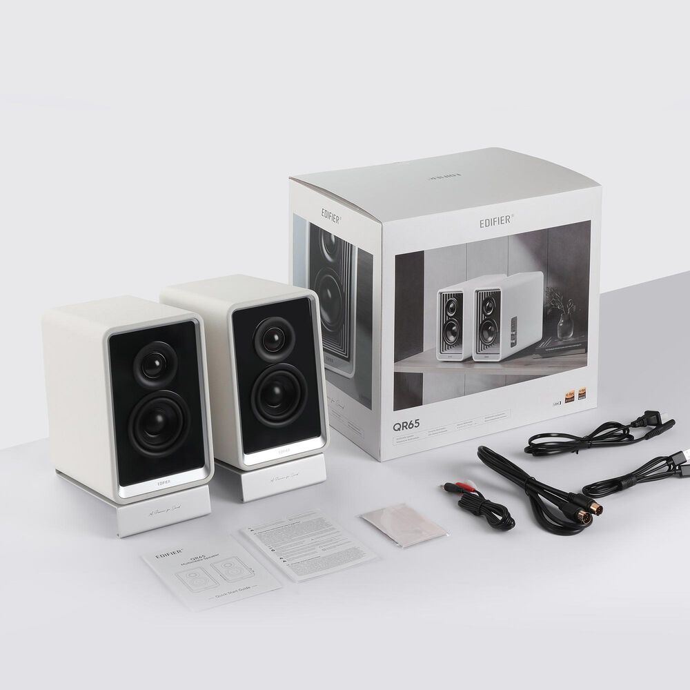 Edifier QR65 2.0 Hi-Res Audio Wireless Active Monitor Speakers Pair in White, , large