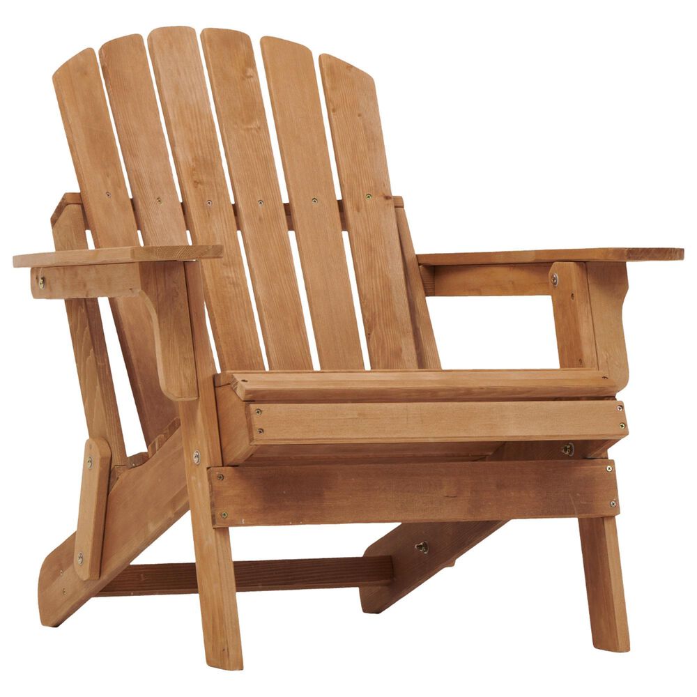 Hearth and Haven Outdoor Folding Adirondack Chair with Seat Board in Light Brown, , large